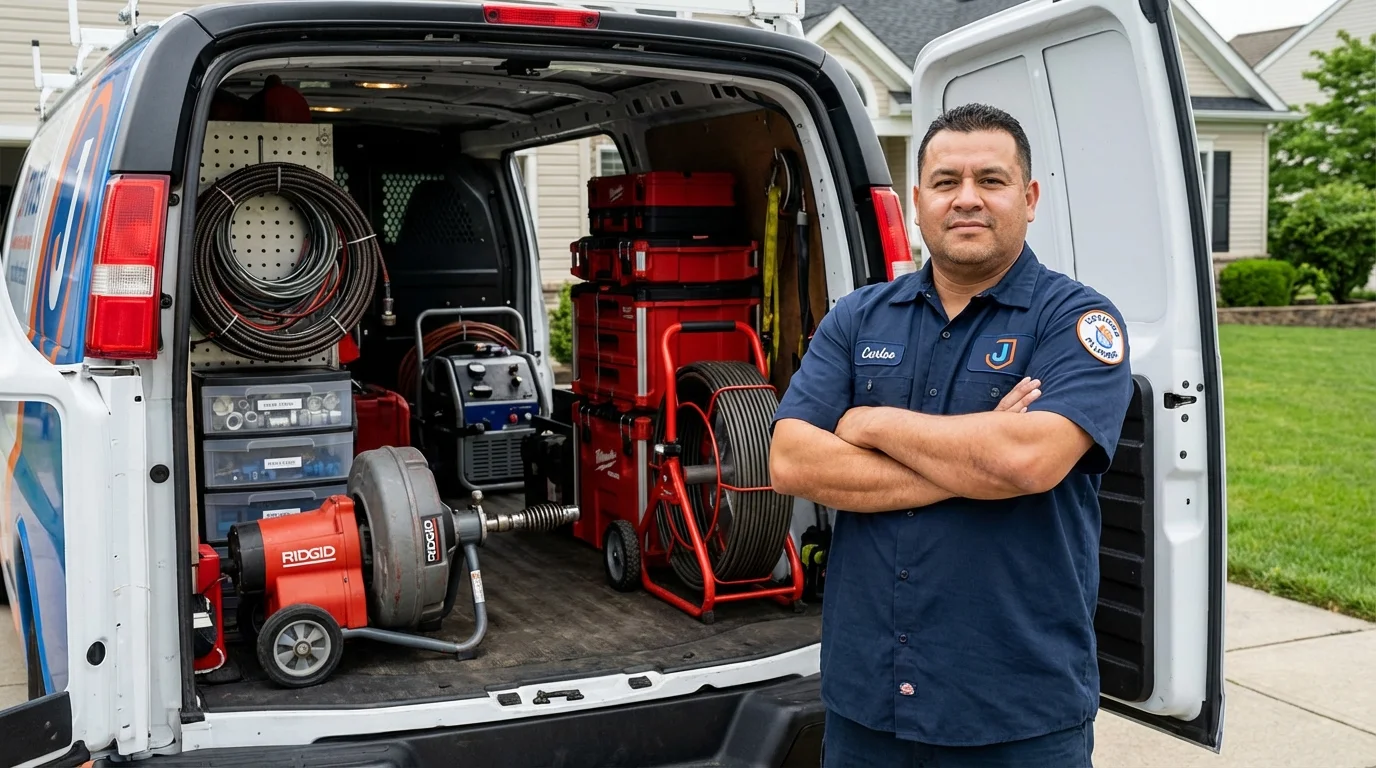 Professional drain cleaning equipment and Johns Plumbing LLC plumber in Babbitt