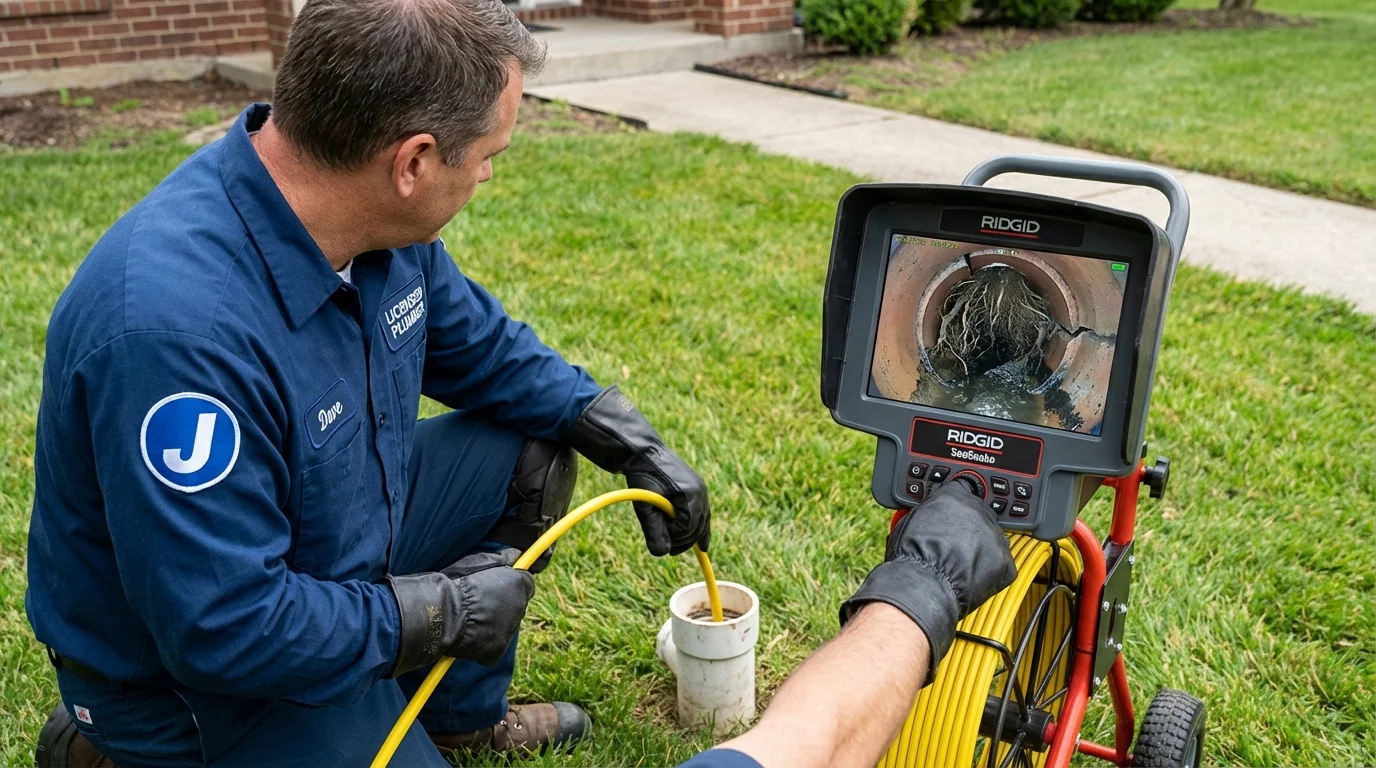 Sewer camera inspection being performed by Johns Plumbing LLC in Babbitt