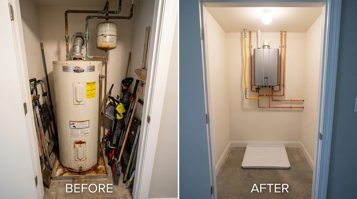Tank water heater versus wall-mounted tankless unit comparison for Babbitt, MN homeowners